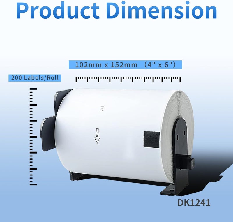 AYMSous 4 Pack DK-1241 DK1241 Die-Cut Wide Shipping Address Label (4" x 6" / 102mm x 152mm) with 2 Reusable Cartridges Paper Replacement for Brother DK-1241 for QL-1050 QL1060N QL1100 QL1110NWB - Image 2